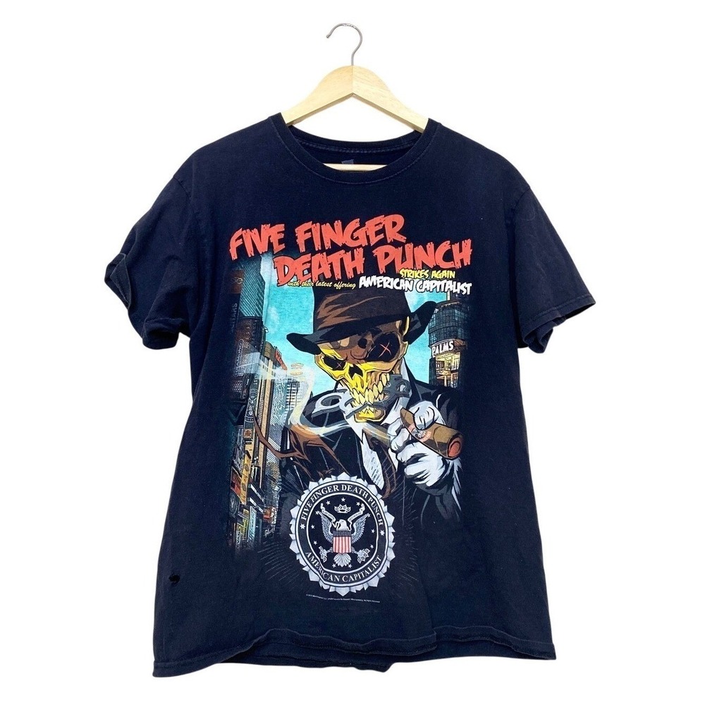 Five Finger Death‎ Punch American Capitalist Shirt 2012 Band Tee Black Large